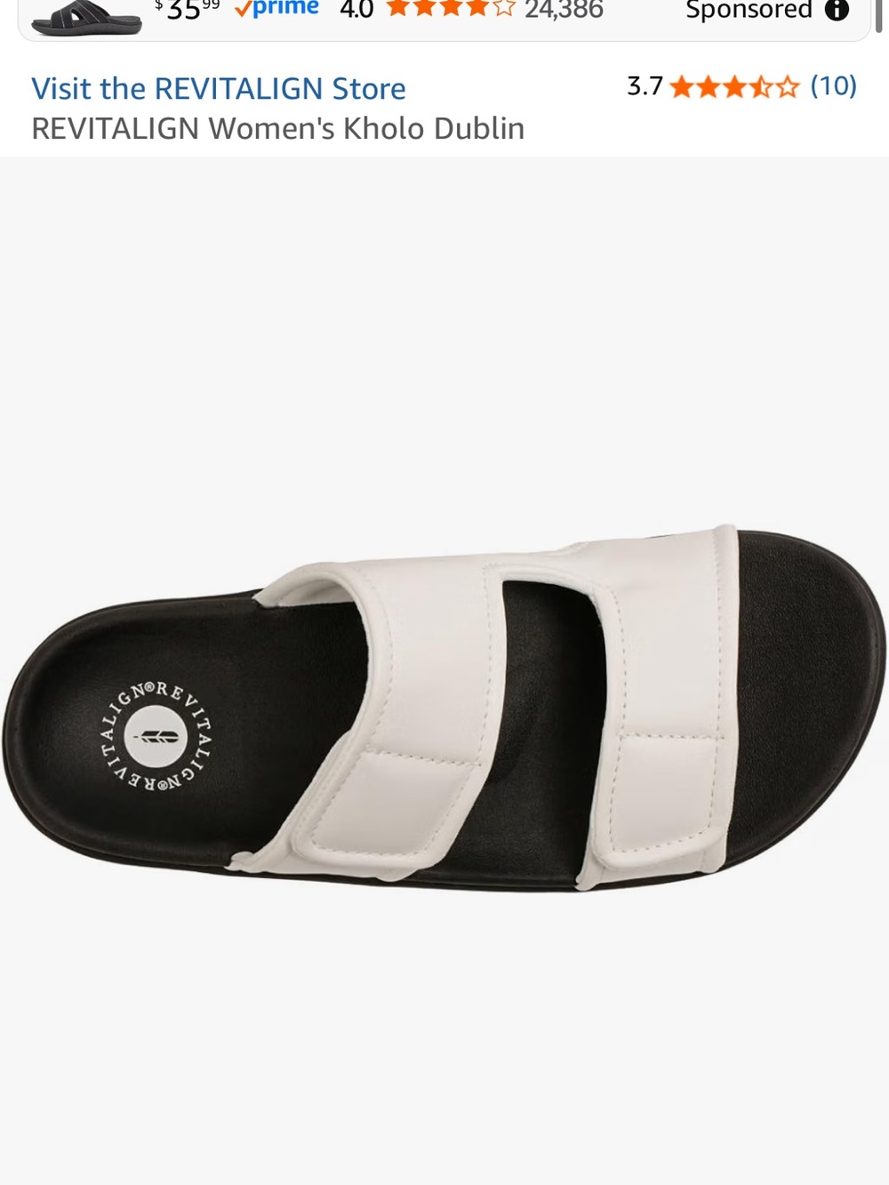 REVITALIGN Women's White Double-Strap Slide Sandal